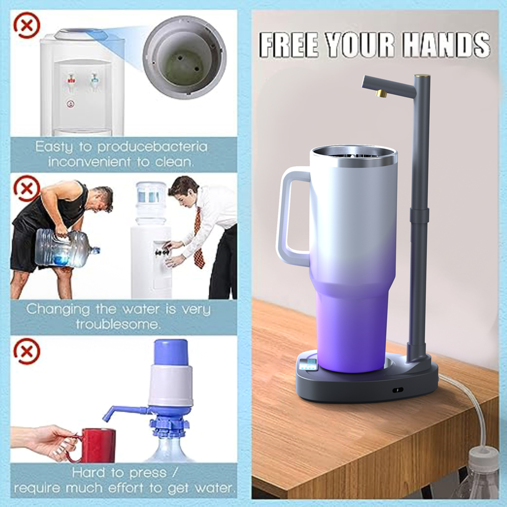 Automatic Water Bottle Dispenser Desktop Rechargeable Water Dispenser Added Extension Tube Dispenser Water Dispenser with Stand Electric Bottle Water Pump Hands-Free Water Dispensing Portable Desktop Water Pump Rechargeable Water Dispenser Extension Tube Bottle Pump Standalone Water Bottle Pump Convenient Water Delivery System Battery Operated Water Pump Electric Water Pump for Bottles Desk-Mounted Bottle Dispenser Extended Tube Water Pump