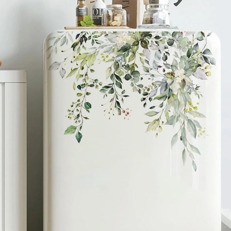 Green Plant Leaves Bathroom Toilet Set