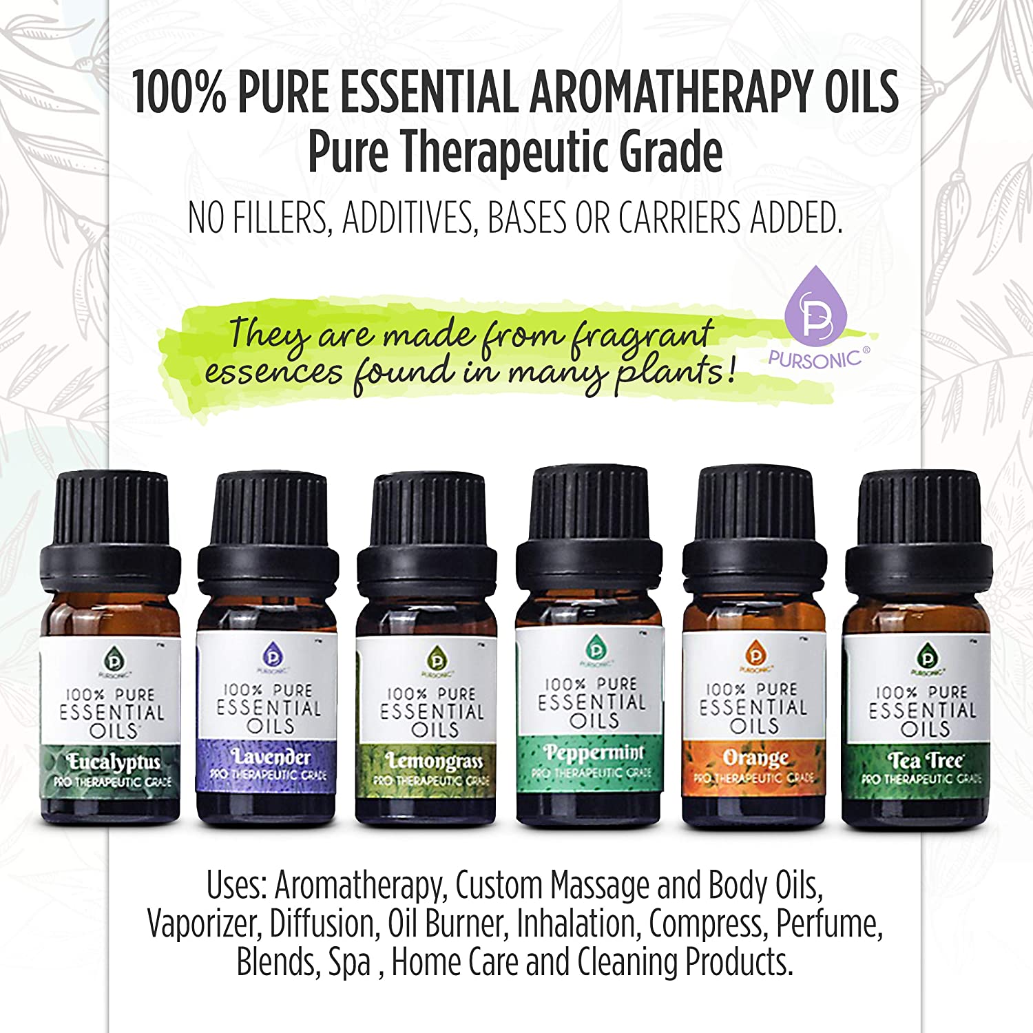 Pursonic Ultimate Wellness Bundle: Air Purifier, Diffuser & Essential Oils Set