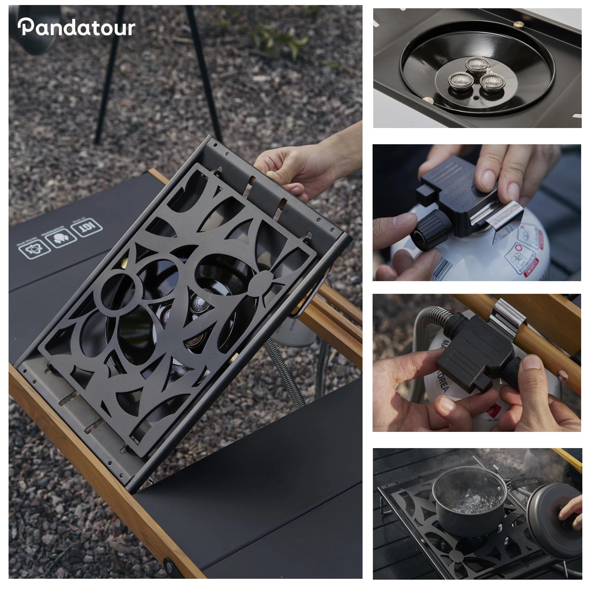 Pandatour IGT Camping Super High Firepower Stove Desktop One-Unit One-Touch Folding IGT Table Stove Stainless Steel Furnace ﻿