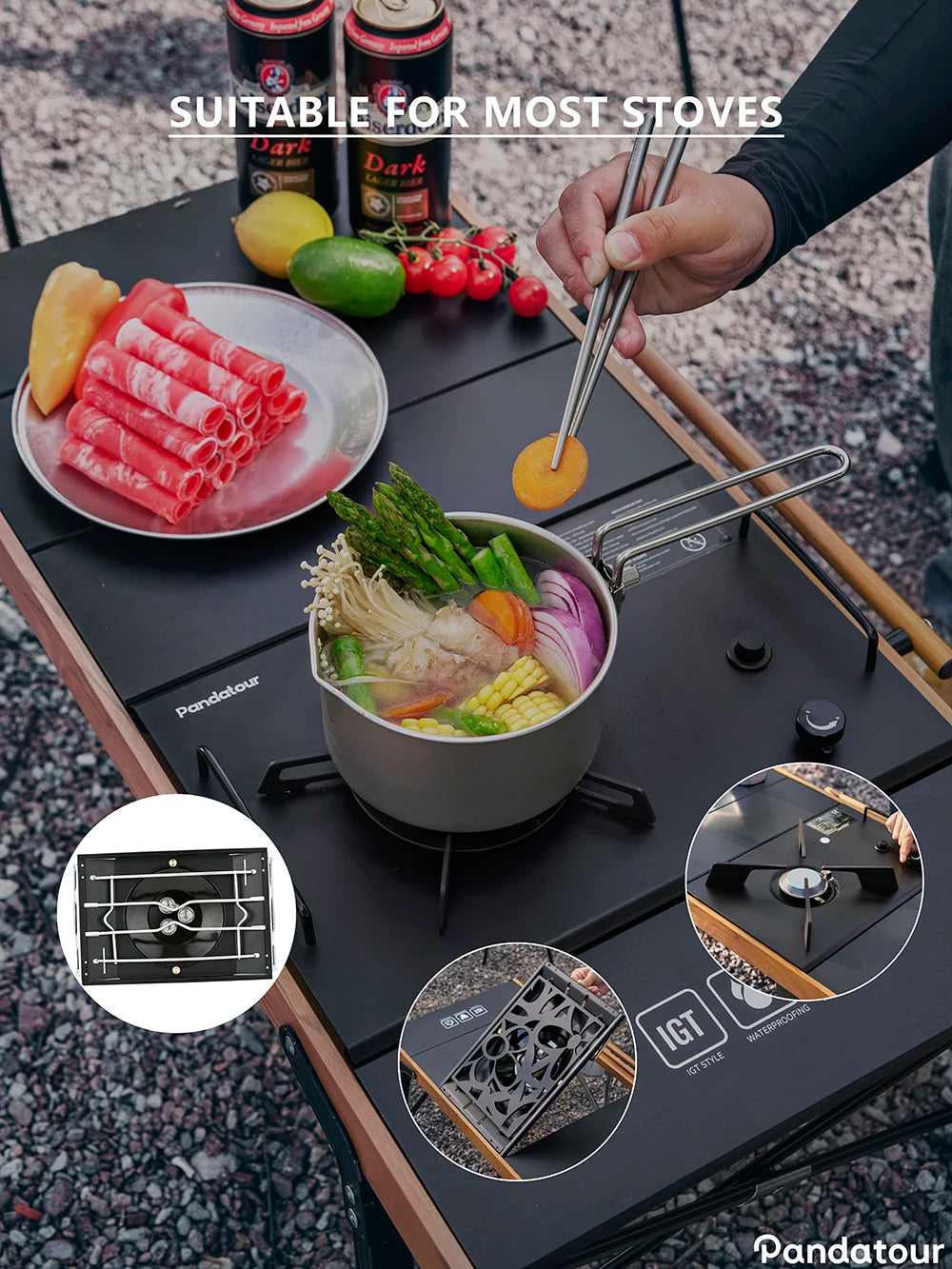 Pandatour IGT Camping Super High Firepower Stove Desktop One-Unit One-Touch Folding IGT Table Stove Stainless Steel Furnace ﻿