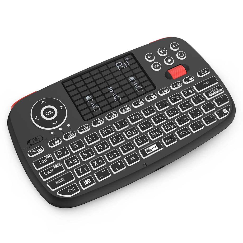 Original Rii i4 Bluetooth US/RU/HE/ES/FR Keyboard Portable Mini Wireless Keyboard With Backlit Keypad Touchpad Android/Window