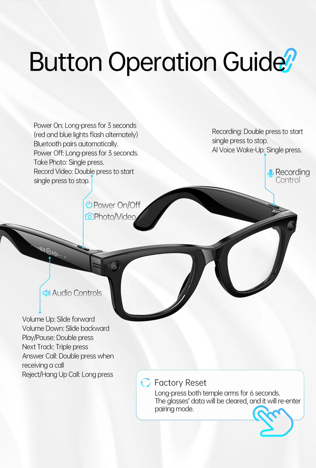 W620 AI Smart Glasses 5MP Camera Optical Image Stabilization WiFi Transfer  IP66 Waterproof