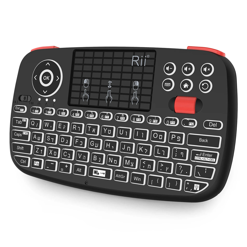 Original Rii i4 Bluetooth US/RU/HE/ES/FR Keyboard Portable Mini Wireless Keyboard With Backlit Keypad Touchpad Android/Window