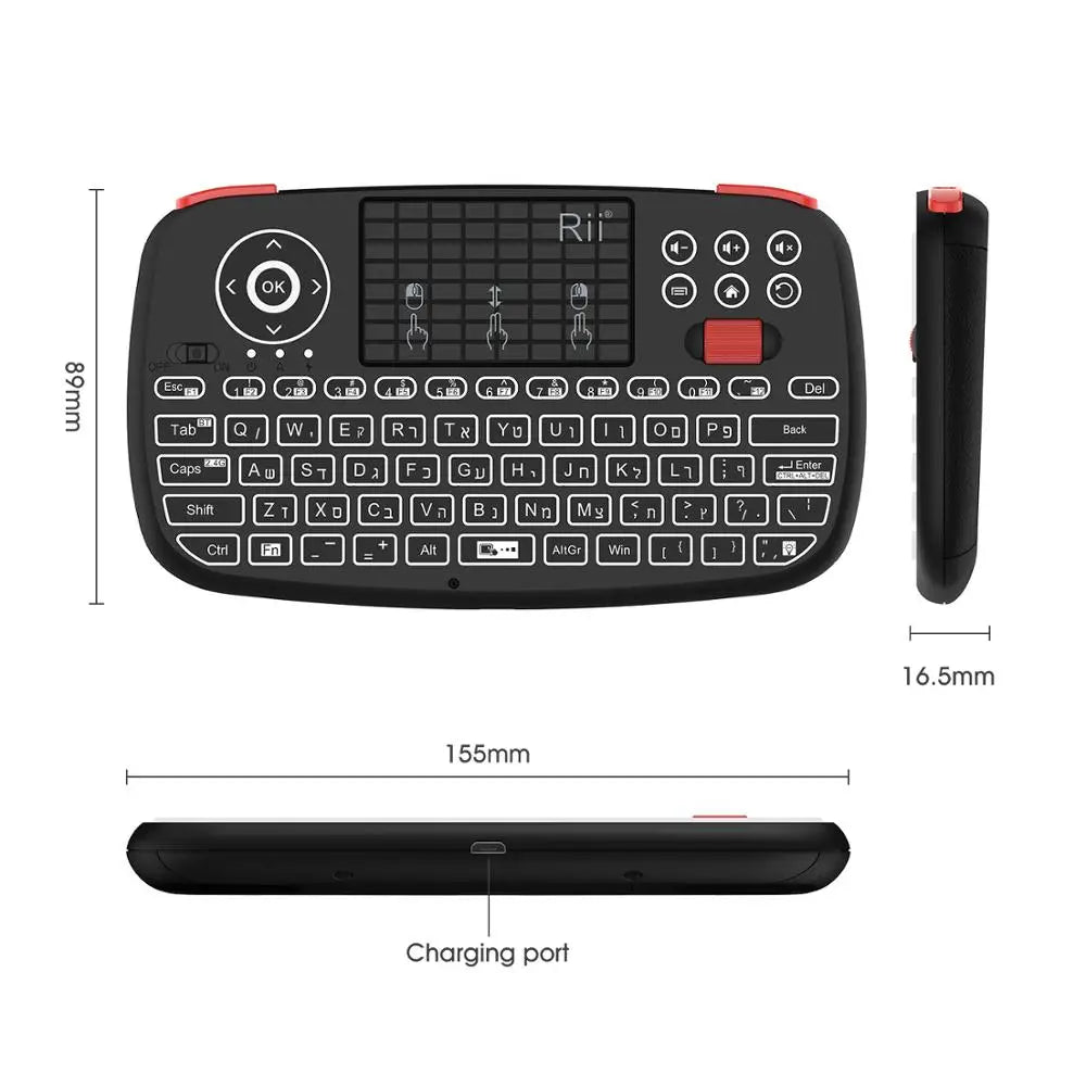 Original Rii i4 Bluetooth US/RU/HE/ES/FR Keyboard Portable Mini Wireless Keyboard With Backlit Keypad Touchpad Android/Window