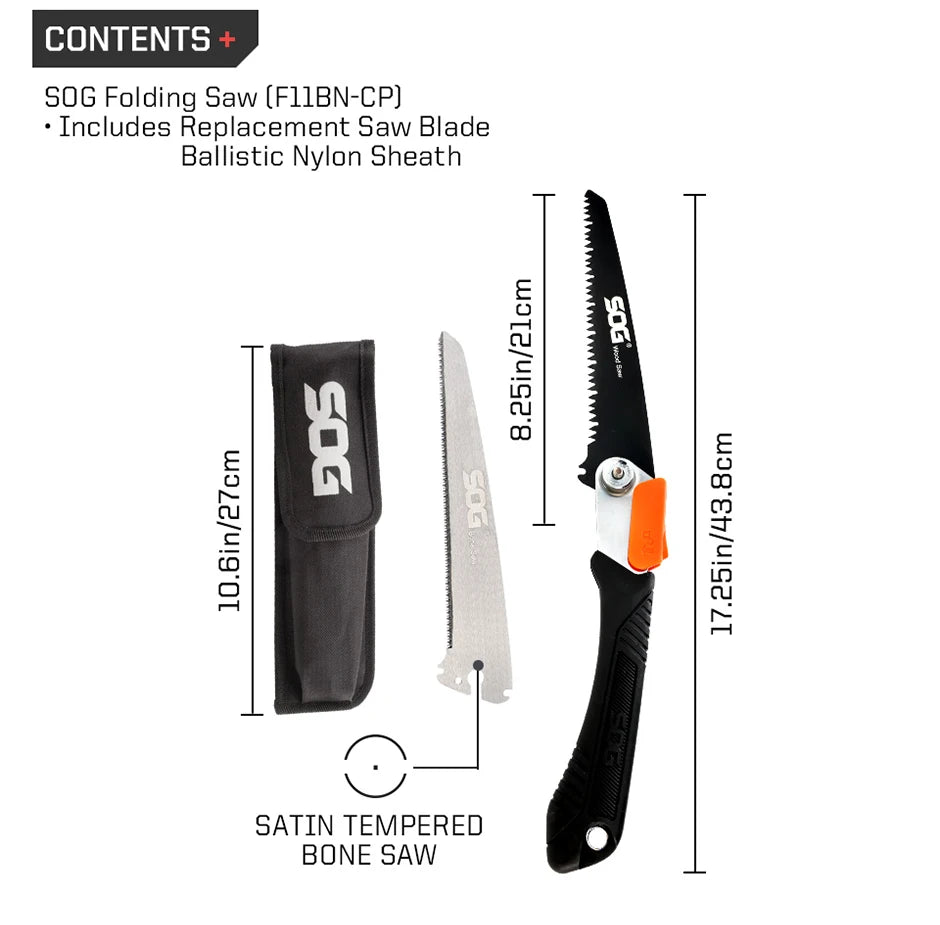 SOG Multifunctional Folding Saw – Portable EDC Tool for Household, Hunting, Outdoor Camping Equipment, Survival & Woodworking