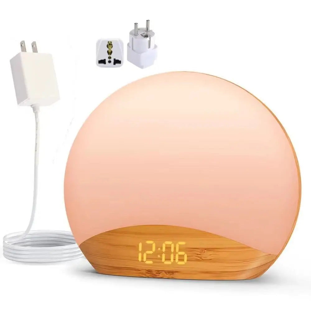 Awakening Wake Up Sunrise Alarm Clock Table Clock Dimmable with 3 Ring 8 Nightlight 26 Sound Sleep Timer Night Light