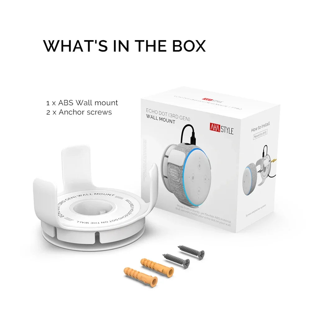 Smart Speaker Wall Mount Stand for Echo Dot (3rd Gen&4th Gen) 4/3/2/1 Smart Speaker With Screwless Built-in Cable Management