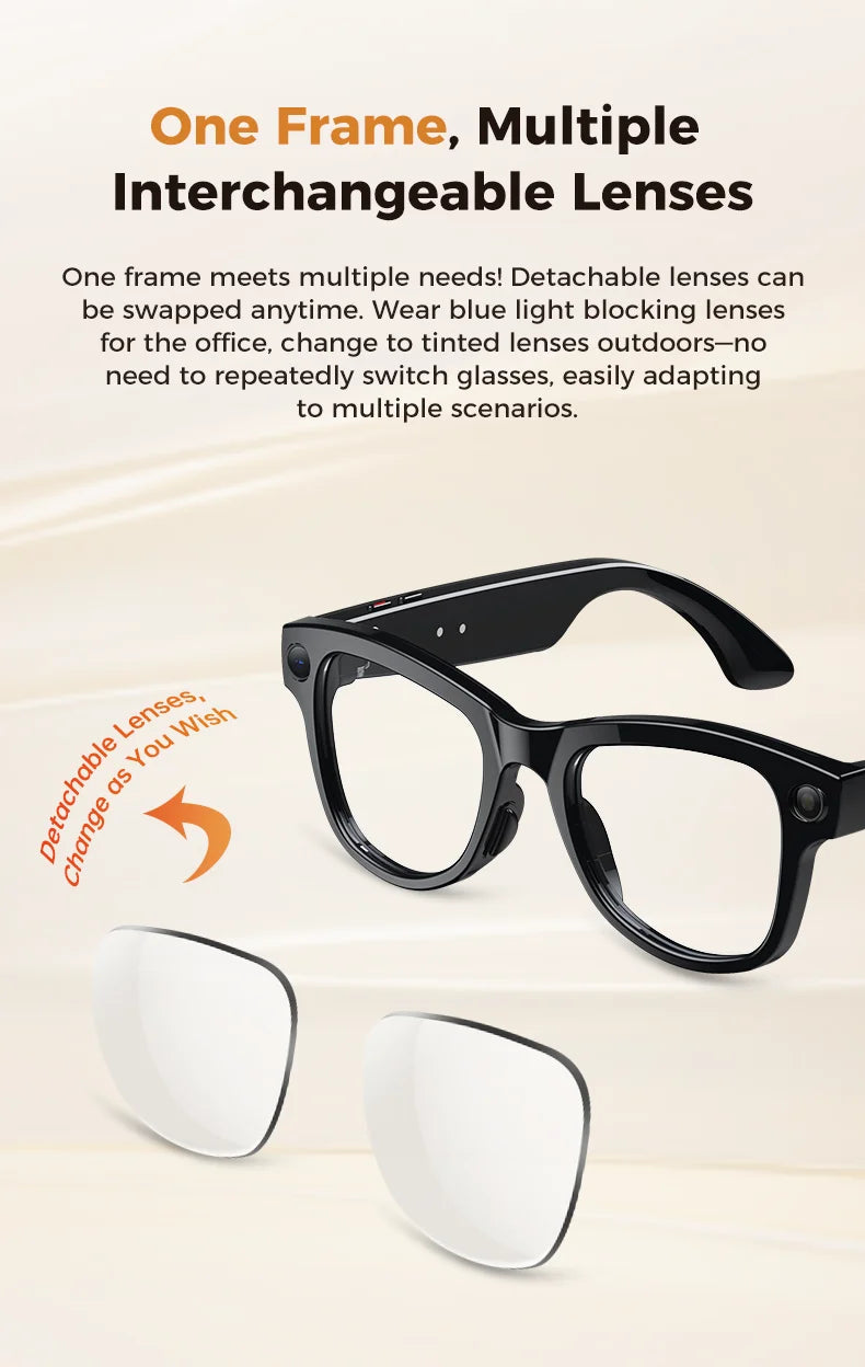2026 AI Smart Glasses with 8MP Camera Video Recording 120+ Languages Translation Sunglasses Bluetooth Call Music Play Men Women