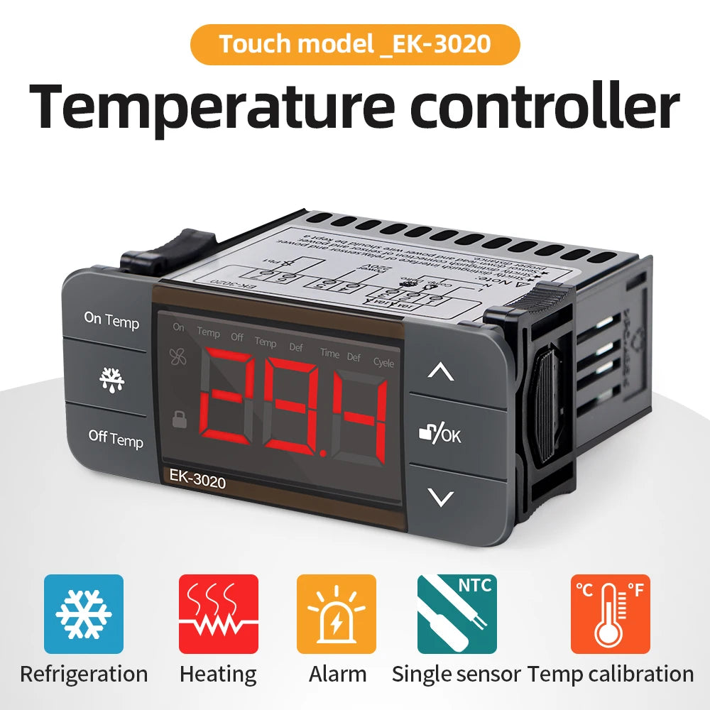Digital Thermostat for Incubator Temperature Controller Heating Cooling Refrigeration Defrosting Fan Thermostat Relay Sensor
