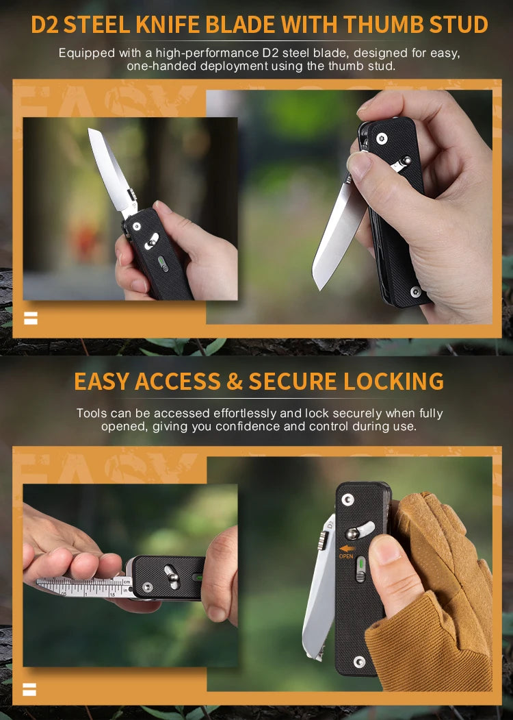 ROXON S503G Flex Companion Tool Modular Design and Customizable Pocket Tool, Preinstalled with 8 Essential Tools (1/4" Bit Drive
