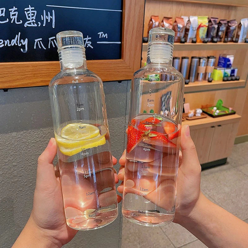 500ml Elegant Leakproof Water Bottle with Time Scale Stay Hydrated Daily Lightweight & Portable for Fitness & Outdoor Adventures