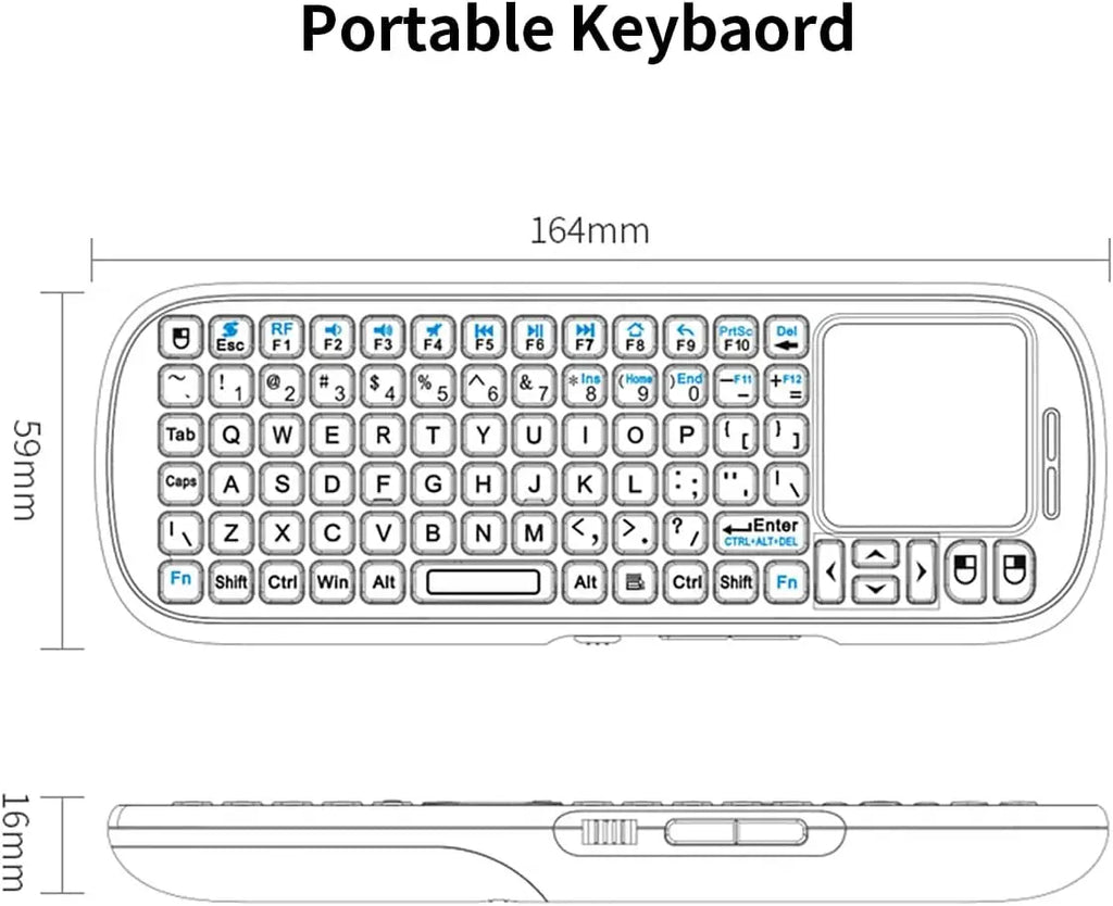 QWERTY Wireless Mini  Keyboard 2.4GHz with Touchpad Mouse Combo for Android /PC/Tablet/PS4/Raspberry Pi 3/HTPC