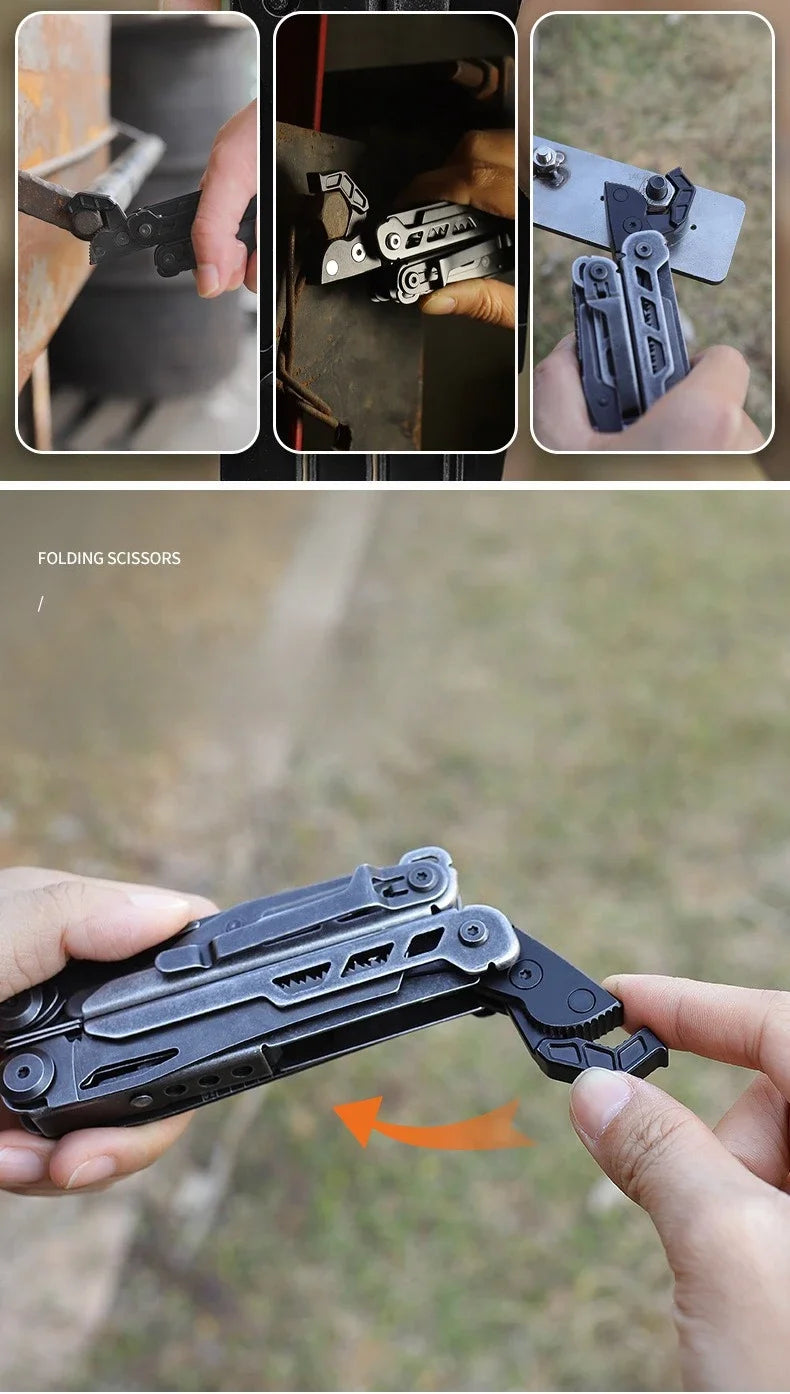 BHBT 15 in 1 Multi Tool Pliers Multi-functional Wrench with Damascus Knife Folding EDC Outdoor Survival Multi Tool Home Repair