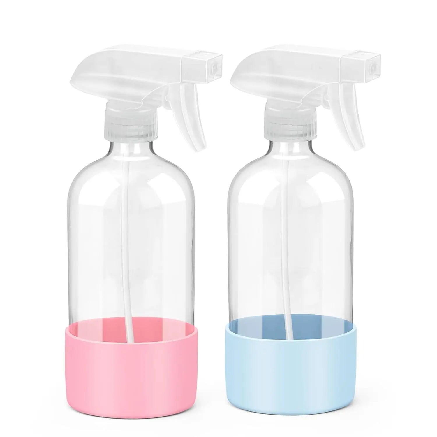 1/2PCS 500ML/16oz Glass Spray Bottle with Silicone Sleeve Empty Clear Bottle Set for Aromatherapy Facial Hydration Hair Care