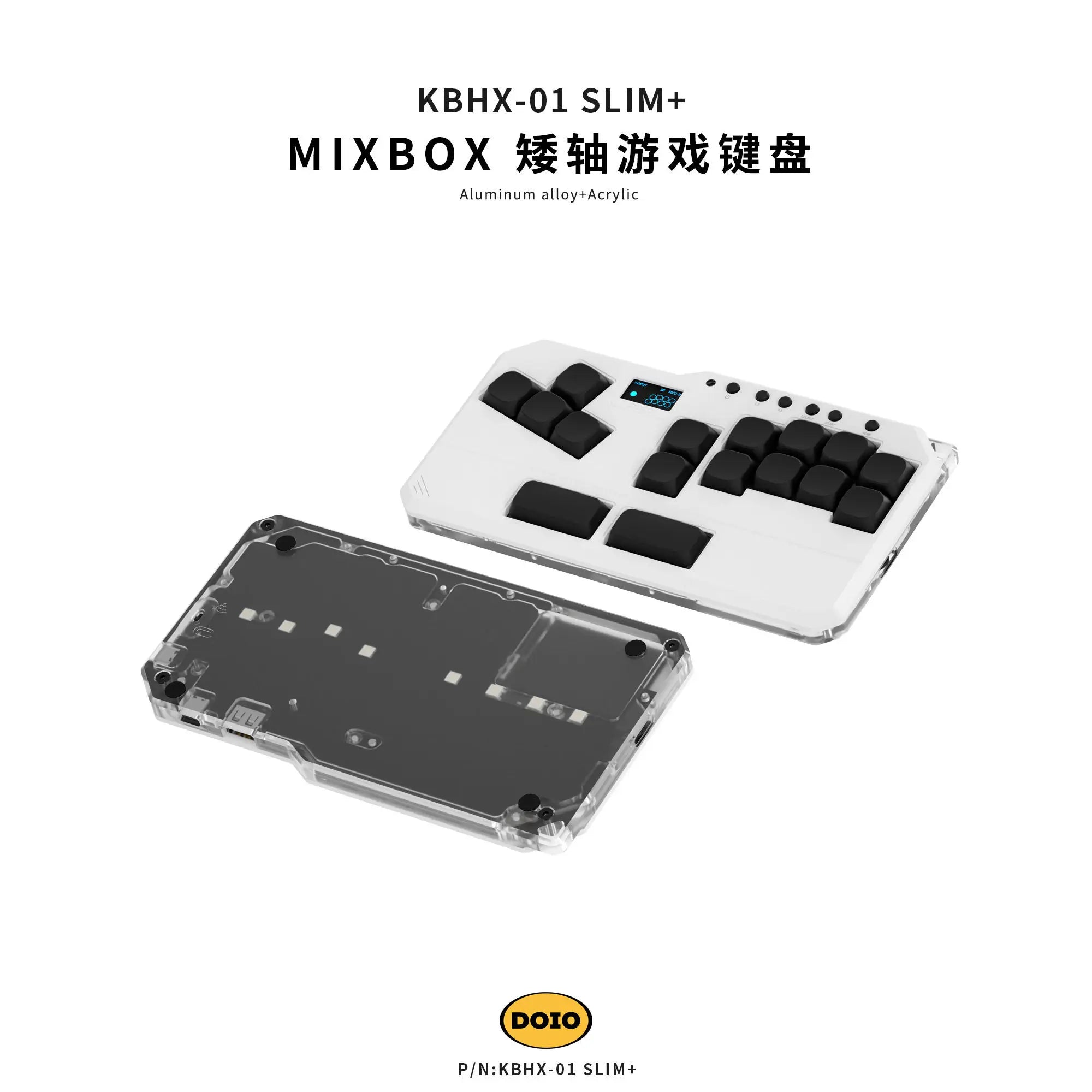 DOIO KBHX-01 SLIM Wired Mini Keyboard Upgradable Wireless Keyboard Aluminum Alloy Game Keyboards PS5 Switch Joystick Custom Gift
