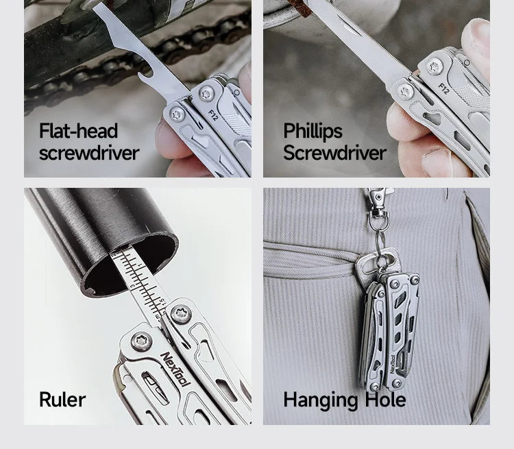 NexTool Keychain Mini Flagship F12 Folding Multi Tool 13 In 1 Screwdriver Pliers File Ruler Bottle Opener Scissors EDC Hand Tool