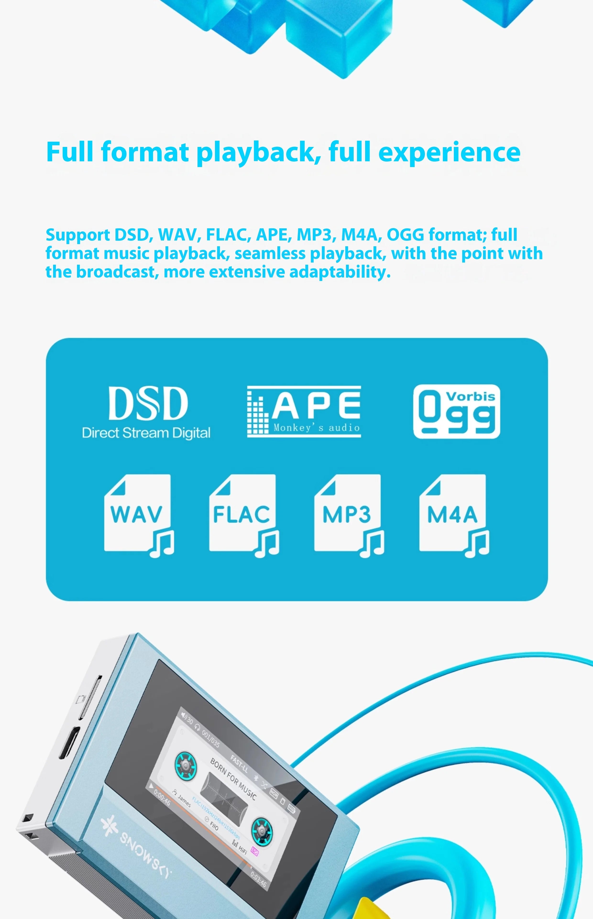 FIIO SnowSky ECHO MINI Wireless Bluetooth MP3 Player Portable Audio LCD Custom Mini Music Player for Music Lovers Gift Idea