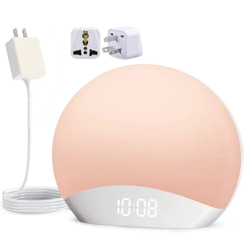 Awakening Wake Up Sunrise Alarm Clock Table Clock Dimmable with 3 Ring 8 Nightlight 26 Sound Sleep Timer Night Light
