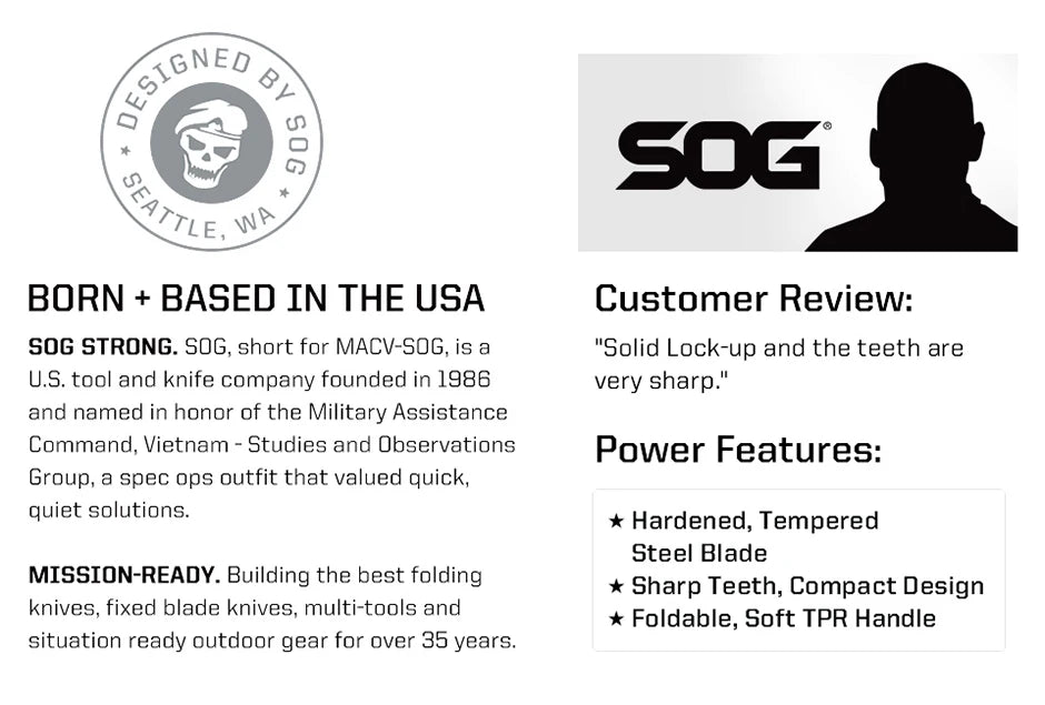 SOG Multifunctional Folding Saw – Portable EDC Tool for Household, Hunting, Outdoor Camping Equipment, Survival & Woodworking