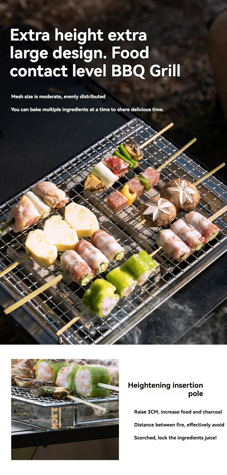 CAMPINGMOON UG-1 Unit IGT Carbon Grill Camping Table Expansion Windproof BBQ Double-Layer Insulated Firewood Stove