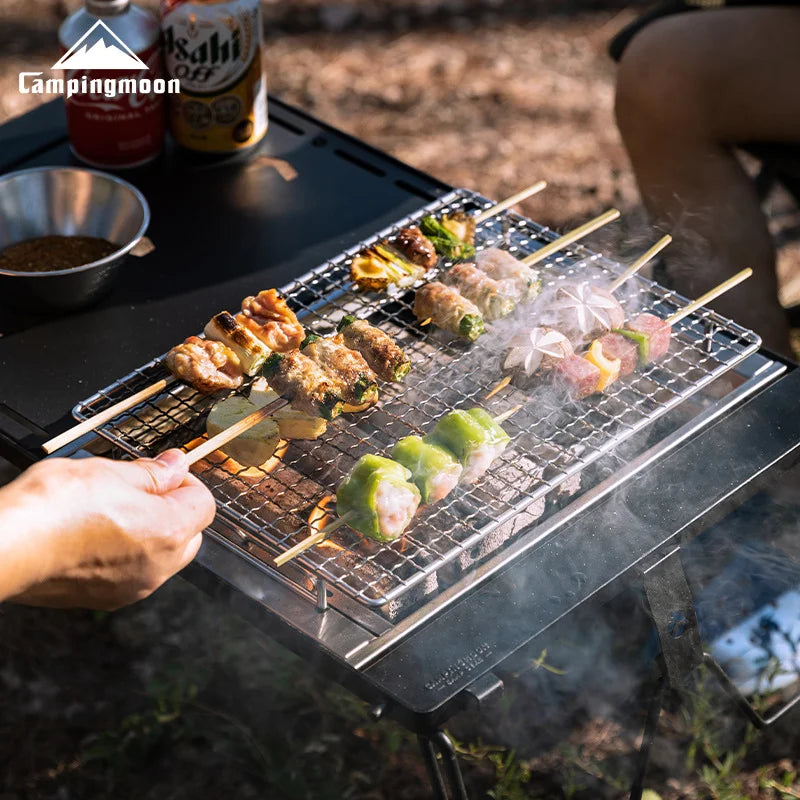 CAMPINGMOON UG-1 Unit IGT Carbon Grill Camping Table Expansion Windproof BBQ Double-Layer Insulated Firewood Stove