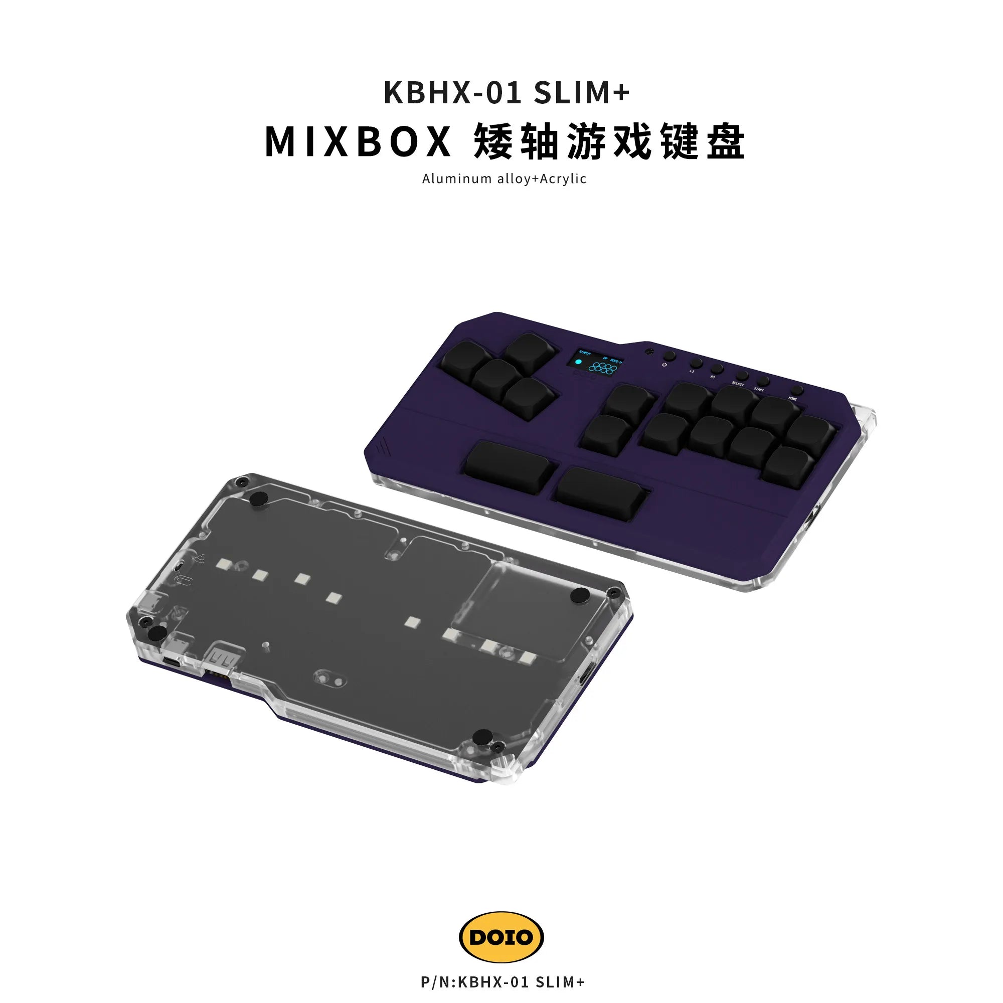 DOIO KBHX-01 SLIM Wired Mini Keyboard Upgradable Wireless Keyboard Aluminum Alloy Game Keyboards PS5 Switch Joystick Custom Gift