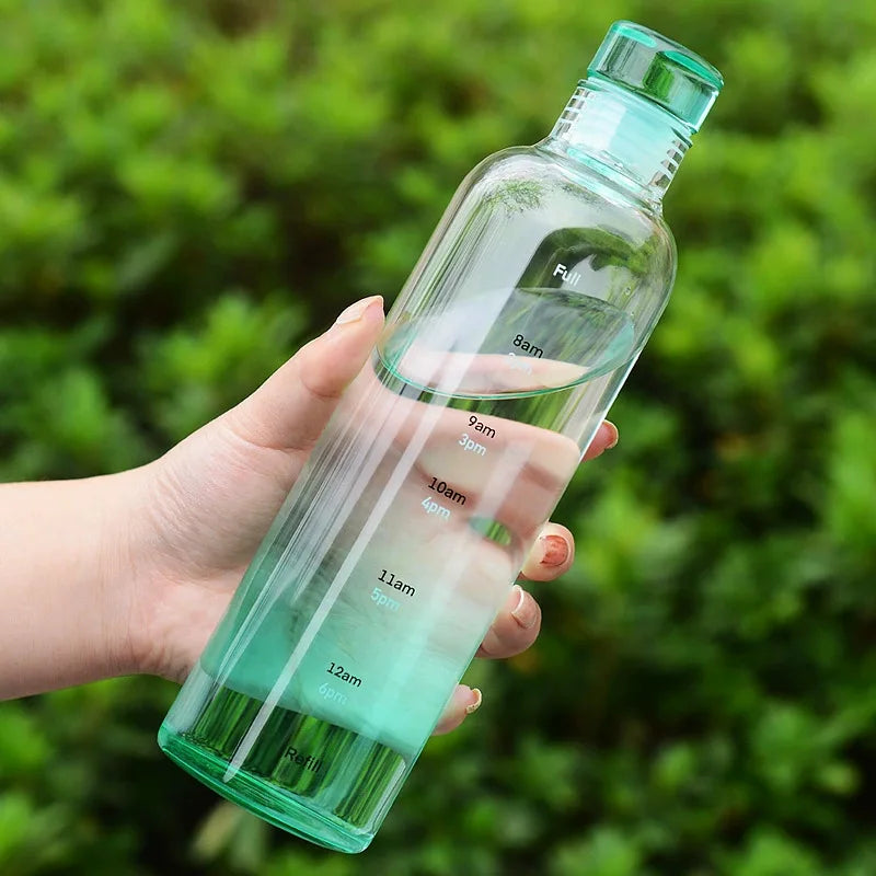 500ml Elegant Leakproof Water Bottle with Time Scale Stay Hydrated Daily Lightweight & Portable for Fitness & Outdoor Adventures