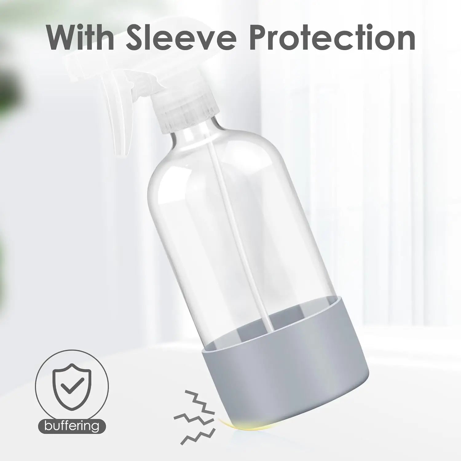 1/2PCS 500ML/16oz Glass Spray Bottle with Silicone Sleeve Empty Clear Bottle Set for Aromatherapy Facial Hydration Hair Care