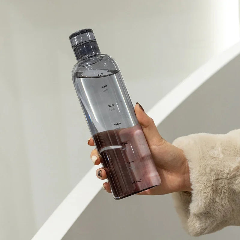 500ml Elegant Leakproof Water Bottle with Time Scale Stay Hydrated Daily Lightweight & Portable for Fitness & Outdoor Adventures