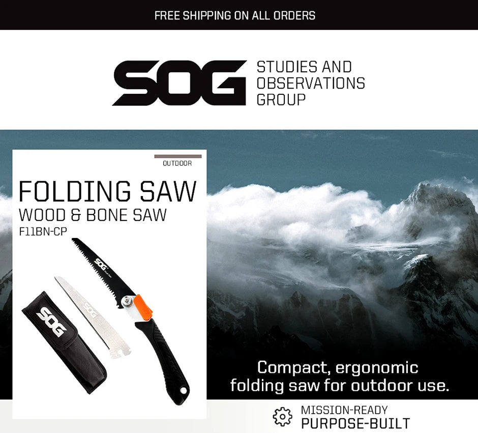 SOG Multifunctional Folding Saw – Portable EDC Tool for Household, Hunting, Outdoor Camping Equipment, Survival & Woodworking