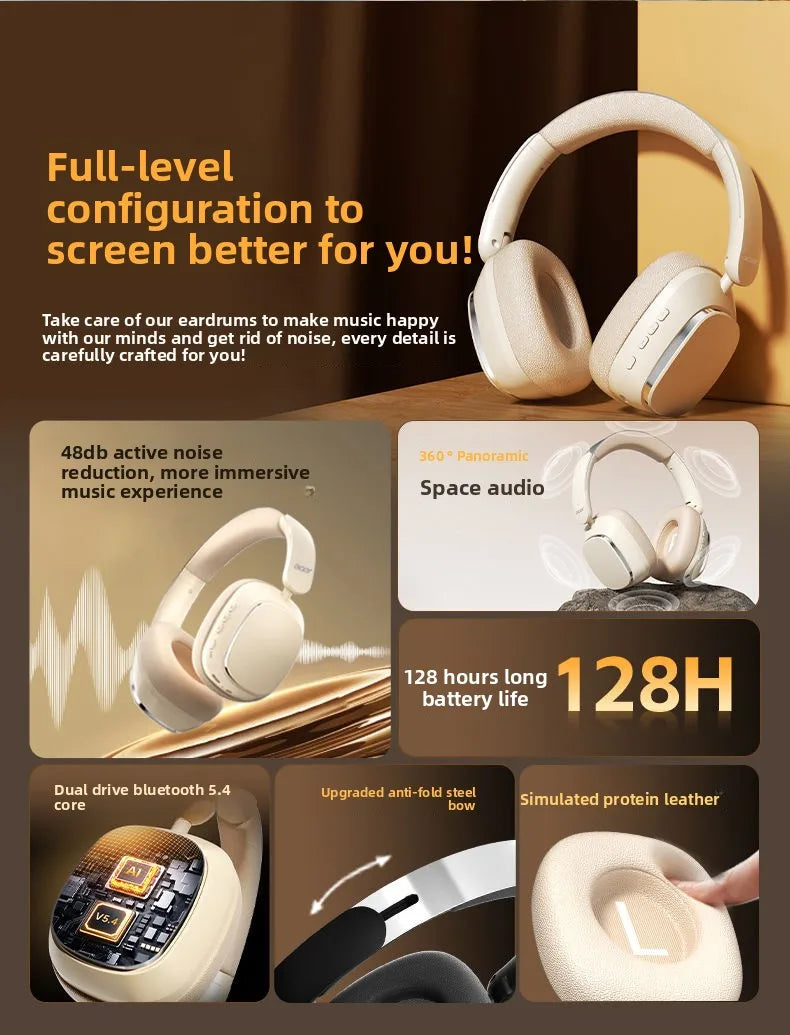 Acer ANC Bluetooth Headphones Surround Sound Headsets with HD Mic Active Noise Cancelling Earphones ENC-Calling 1000mAh OHR525
