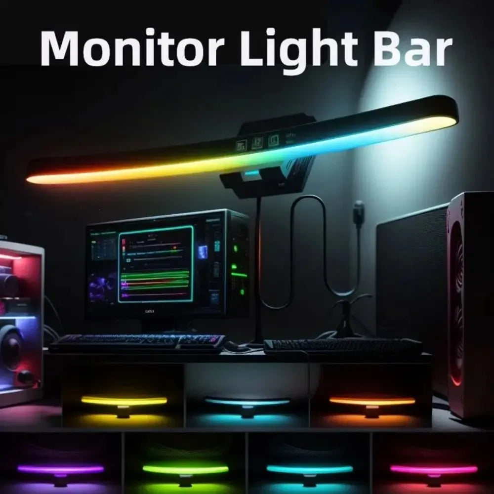 Curved Monitor Light Bar RGB Backlight for Screens, Computer Bar Lights with Color Temperature Brightness Stepless Dimming