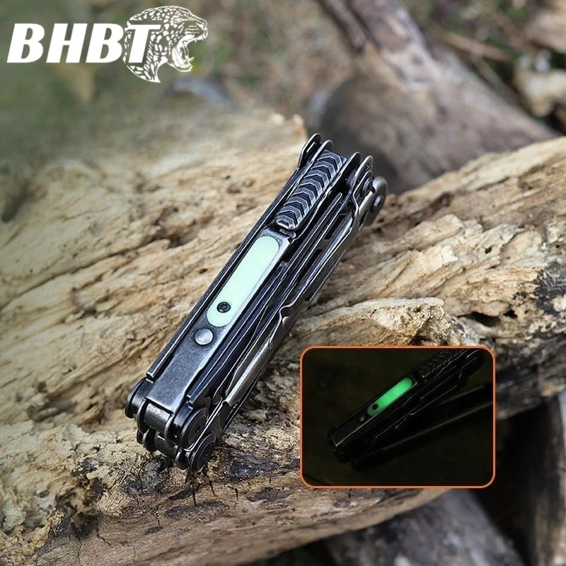 BHBT 15 in 1 Multi Tool Pliers Multi-functional Wrench with Damascus Knife Folding EDC Outdoor Survival Multi Tool Home Repair