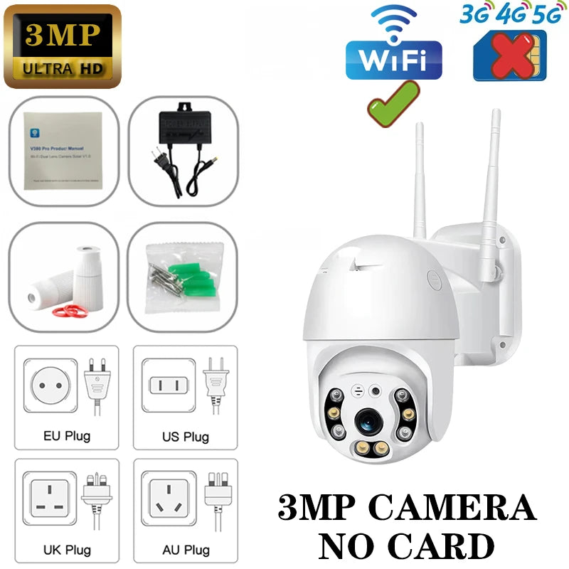 V380 Pro Security Camera 4K 8MP Ultra HD WIFI PTZ Dual Light Surveillance Camera Outdoor Wireless WIFI Smart Net Camera V380PRO