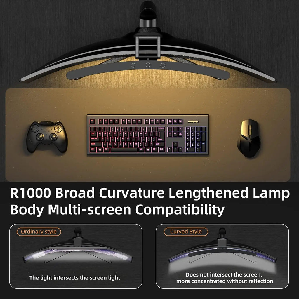 Curved Monitor Light Bar RGB Backlight for Screens, Computer Bar Lights with Color Temperature Brightness Stepless Dimming