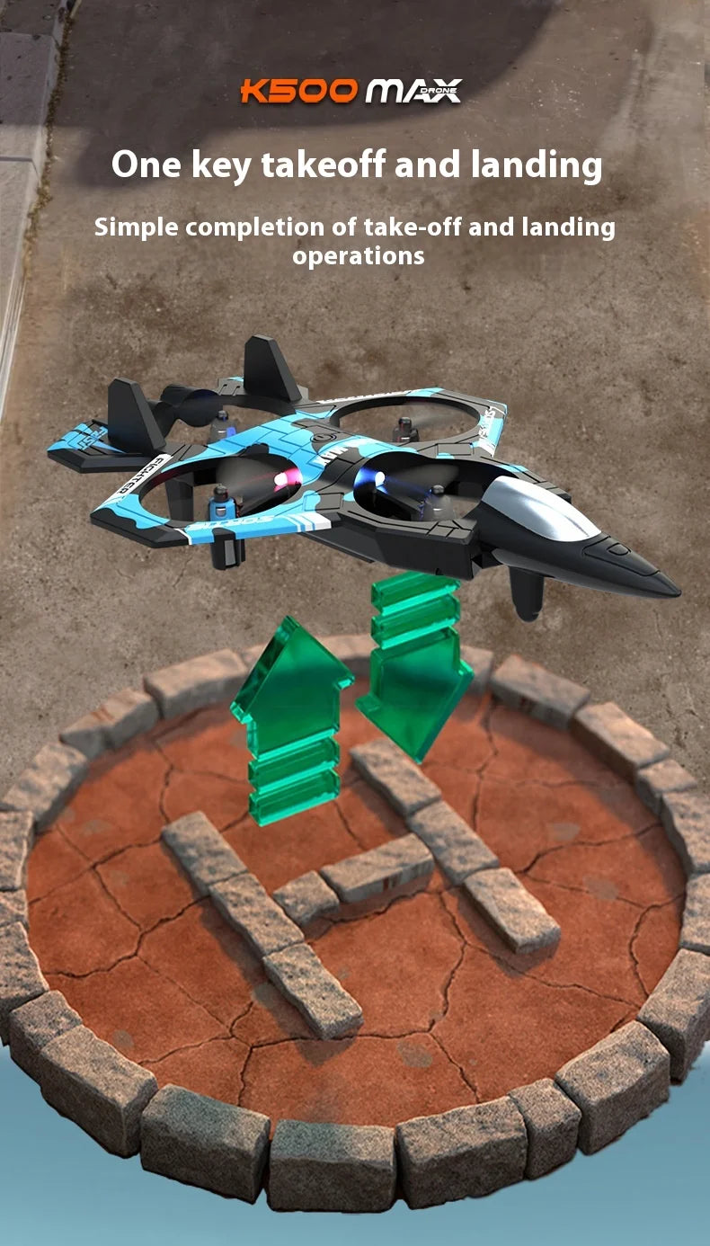 K500max Fighter Jet Quadcopter Drone Rolling Stunt Lights Rc Airplane no camera that can fly