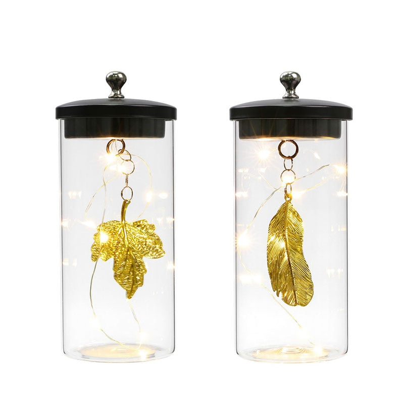 2Pcs Leaf Pendant Battery Powered Table Lamp