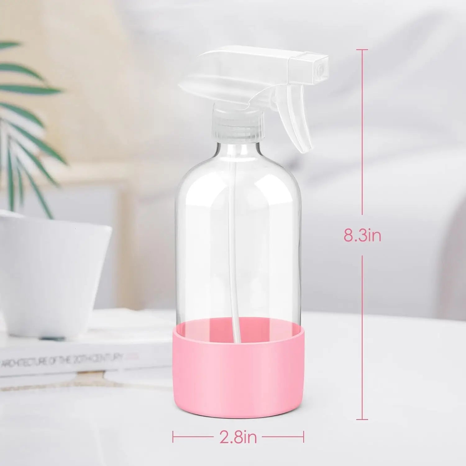 1/2PCS 500ML/16oz Glass Spray Bottle with Silicone Sleeve Empty Clear Bottle Set for Aromatherapy Facial Hydration Hair Care