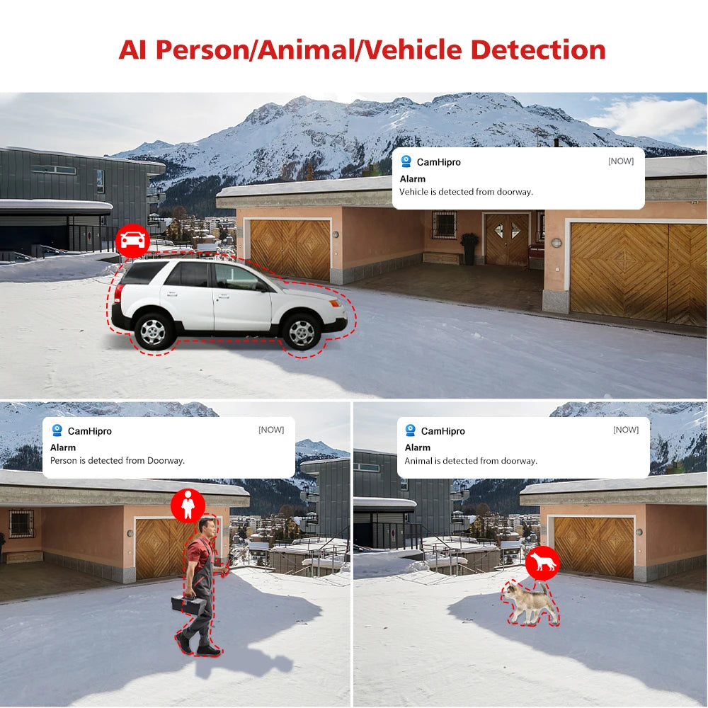 Wifi Surveillance Camera Outdoor 4MP POE Dual Lens 180° Ultra Wide Angle AI Human Detection Security Camera Camhipro APP