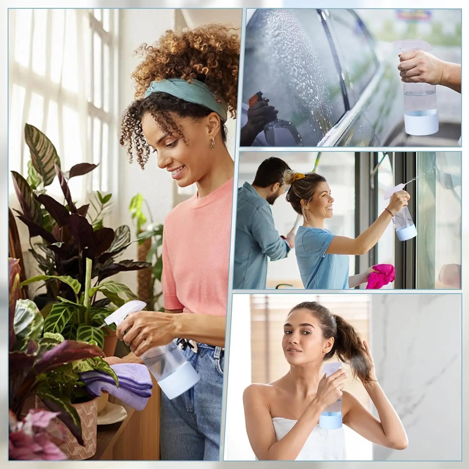 1/2PCS 500ML/16oz Glass Spray Bottle with Silicone Sleeve Empty Clear Bottle Set for Aromatherapy Facial Hydration Hair Care