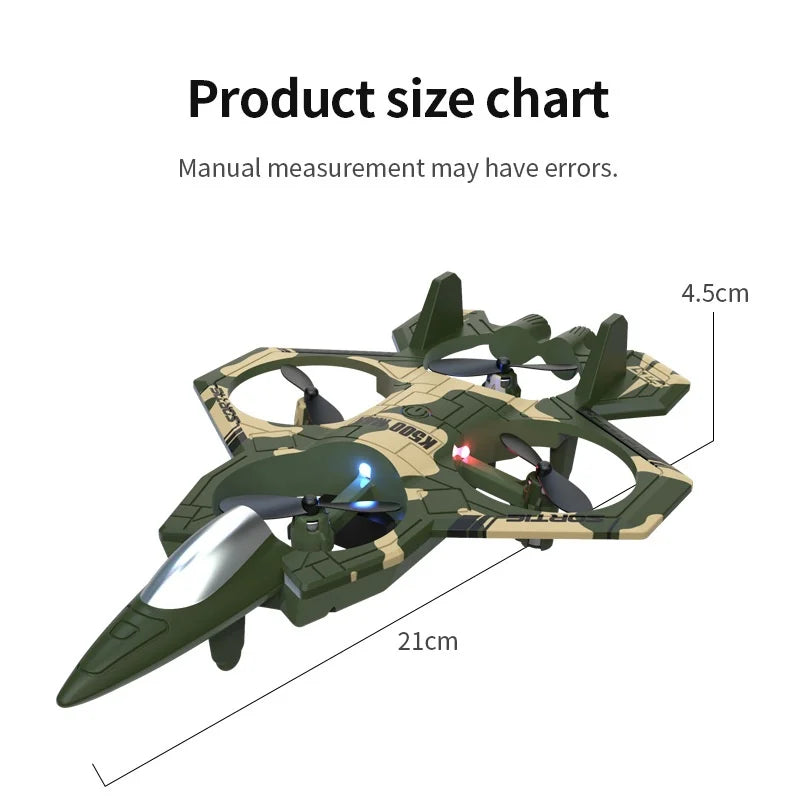 K500max Fighter Jet Quadcopter Drone Rolling Stunt Lights Rc Airplane no camera that can fly