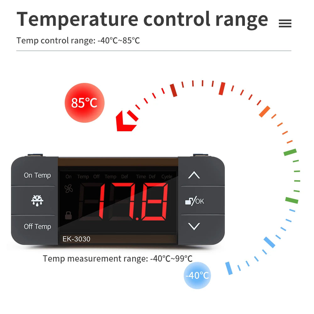 Digital Thermostat for Incubator Temperature Controller Heating Cooling Refrigeration Defrosting Fan Thermostat Relay Sensor
