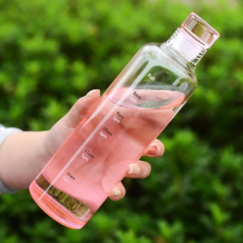 500ml Elegant Leakproof Water Bottle with Time Scale Stay Hydrated Daily Lightweight & Portable for Fitness & Outdoor Adventures
