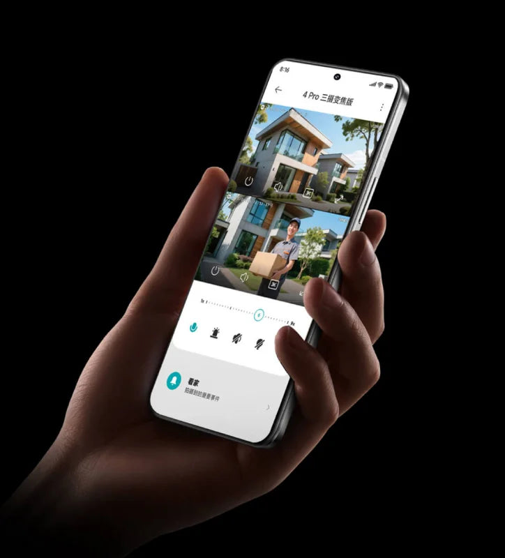 XIAOMI New Smart Outdoor Camera 4 Pro Triple Camera Zoom Edition，360° 5MP 3K，9x Hybrid Zoom，IP66，Chinese Version With Adapter