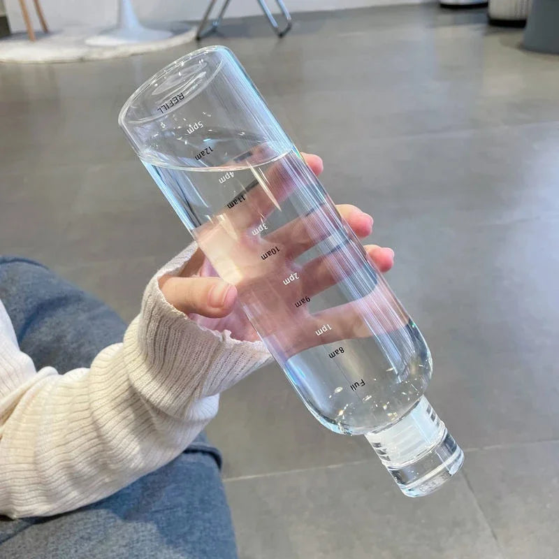 500ml Elegant Leakproof Water Bottle with Time Scale Stay Hydrated Daily Lightweight & Portable for Fitness & Outdoor Adventures