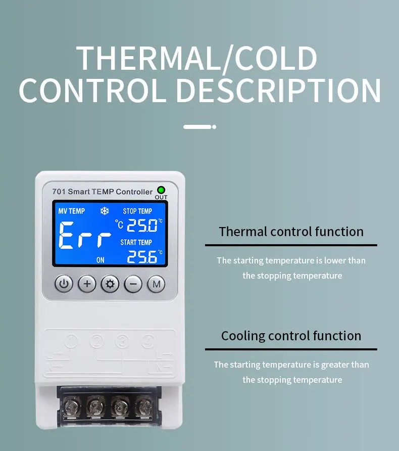 701 Smart Temperature Controller Constant Thermostat Control Timing Control Switch Cycle Control Multiple Sensor Head Optional