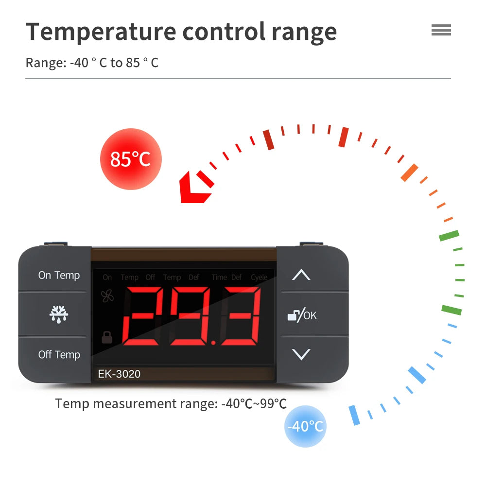 Digital Thermostat for Incubator Temperature Controller Heating Cooling Refrigeration Defrosting Fan Thermostat Relay Sensor