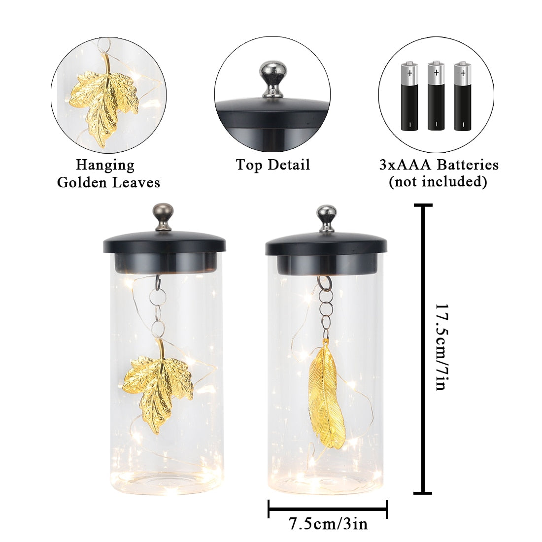 2Pcs Leaf Pendant Battery Powered Table Lamp