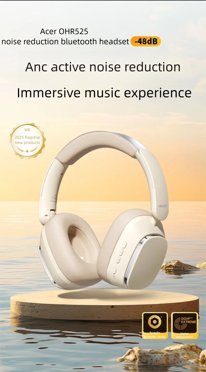 Acer ANC Bluetooth Headphones Surround Sound Headsets with HD Mic Active Noise Cancelling Earphones ENC-Calling 1000mAh OHR525